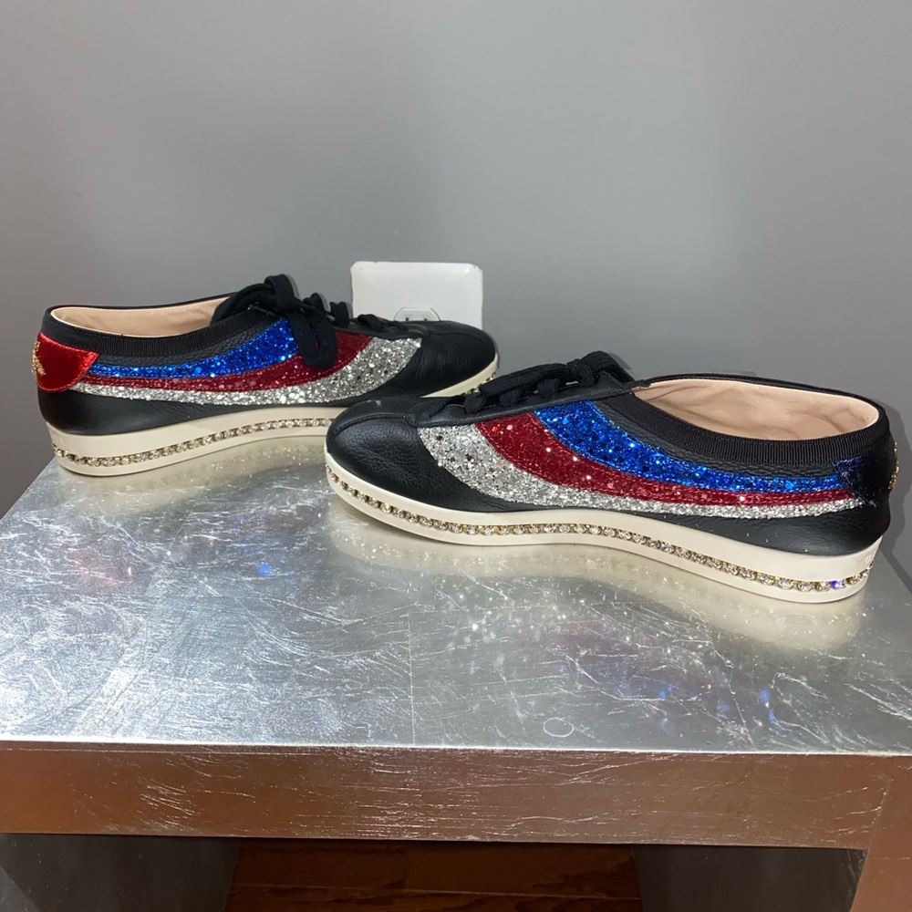 Leather Colorblock Pattern Sneakers - Picture 4 of 6